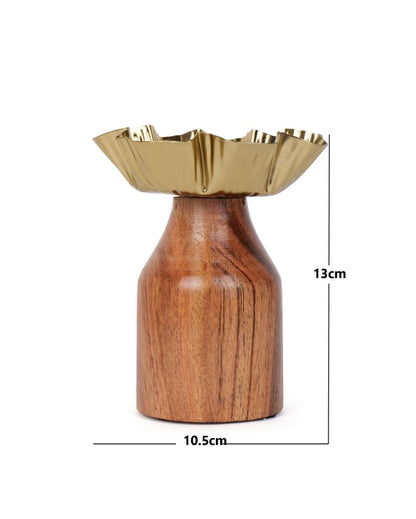 Classy Wood with Wax Candle Stand | 4 x 5 inches