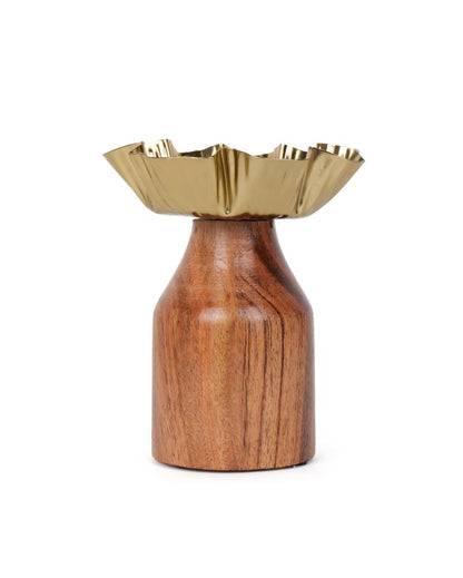 Classy Wood with Wax Candle Stand | 4 x 5 inches