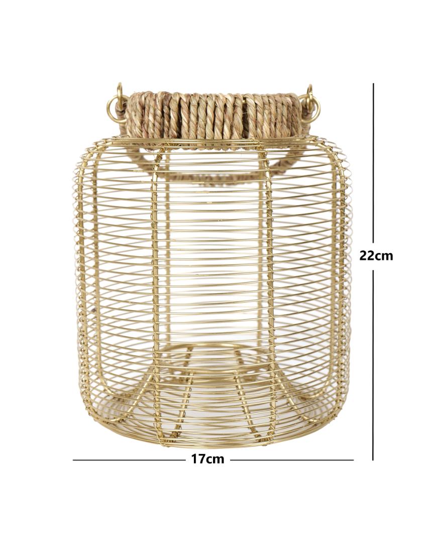 Modern Rope N Wire Lantern | 7 x 9 inches