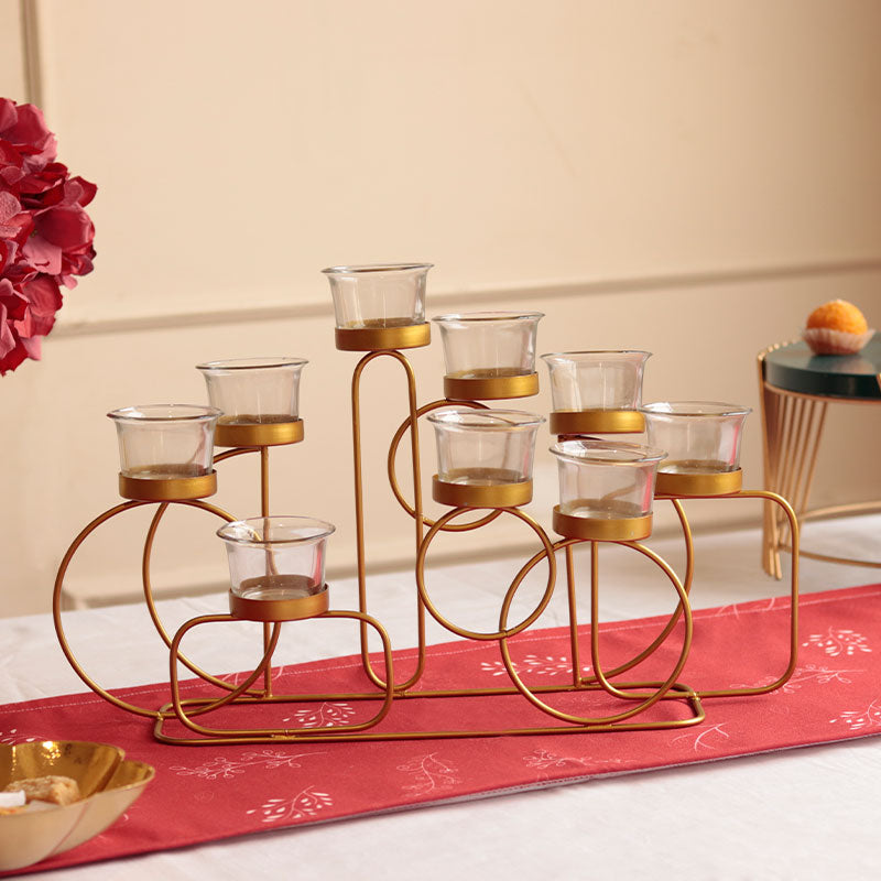 Golden Geometric 9 Piece Tea Lights Stand Default Title