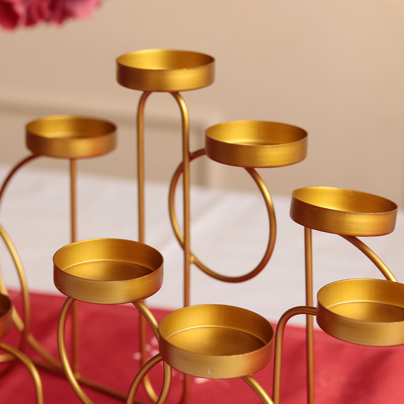 Golden Geometric 9 Piece Tea Lights Stand Default Title