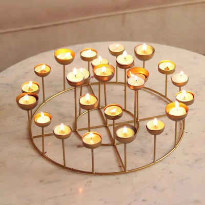 Golden Circular Tea Lights Stand