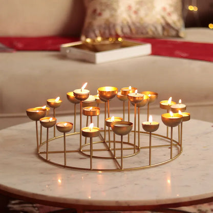 Golden Circular Tea Lights Stand Default Title