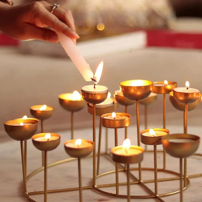 Golden Circular Tea Lights Stand