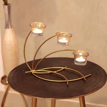 Golden Tea Lights Stand with Branches