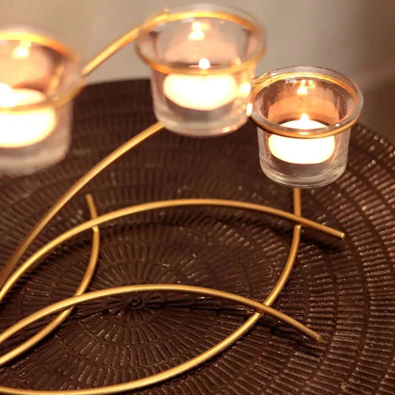 Golden Tea Lights Stand with Branches