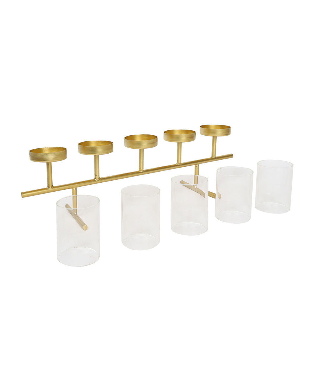 Horizontal Tea Light Holder With 5 Glasses (Glass Dimension Missing)