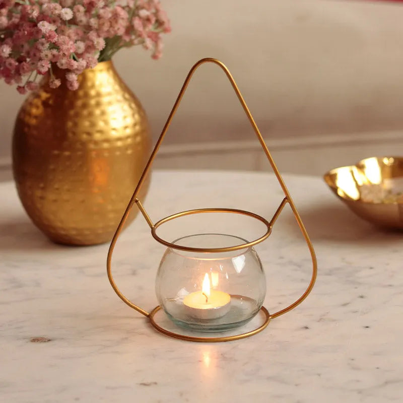 Triangle Tea Light Holder with Glass Default Title