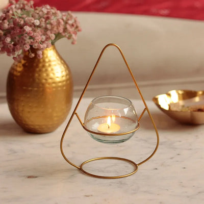 Triangle Tea Light Holder with Glass Default Title