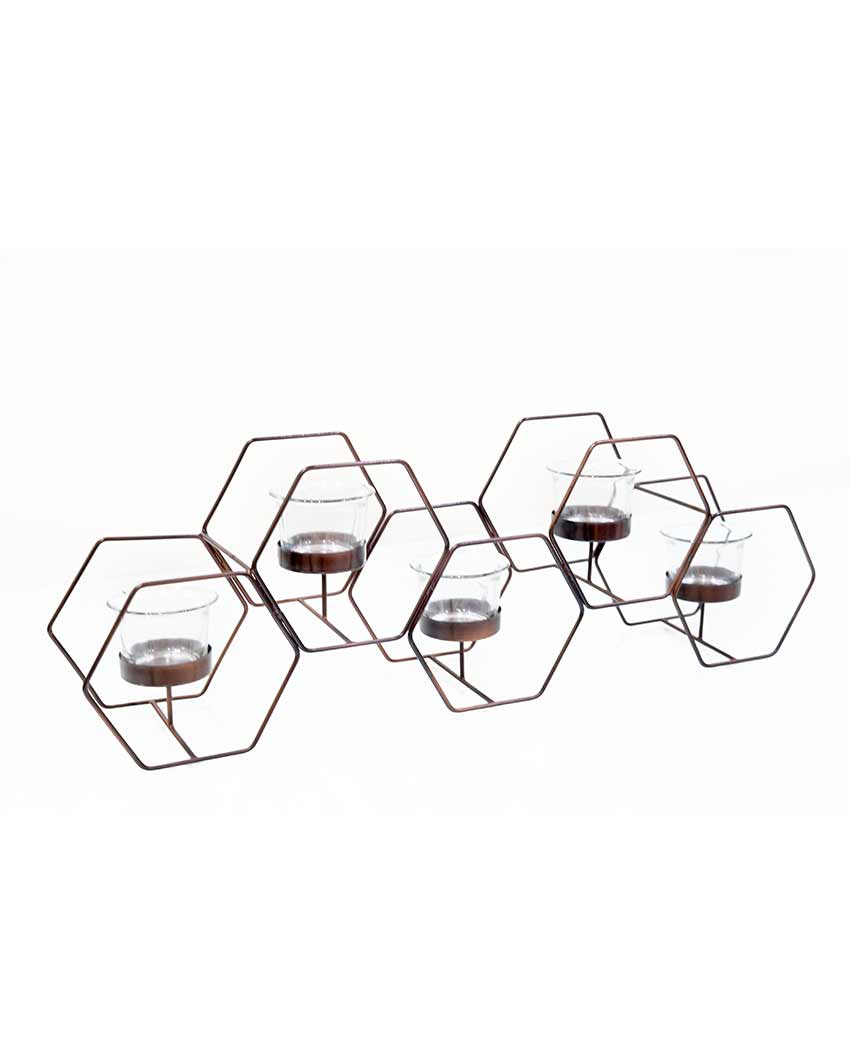 Honeycomb Pattern Metal Tea Light Holder