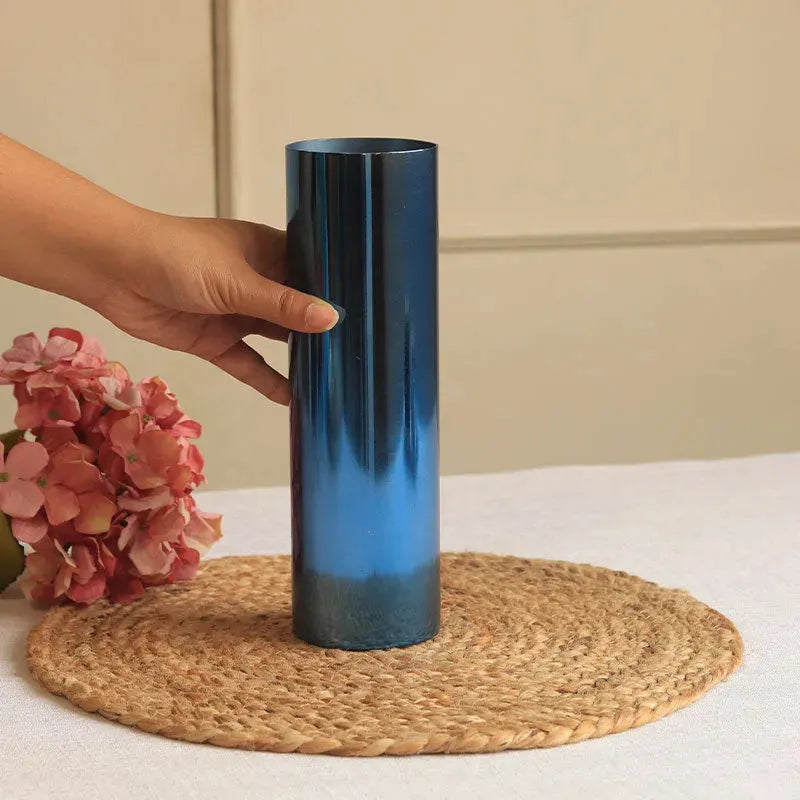 Blue Cylindrical Vase