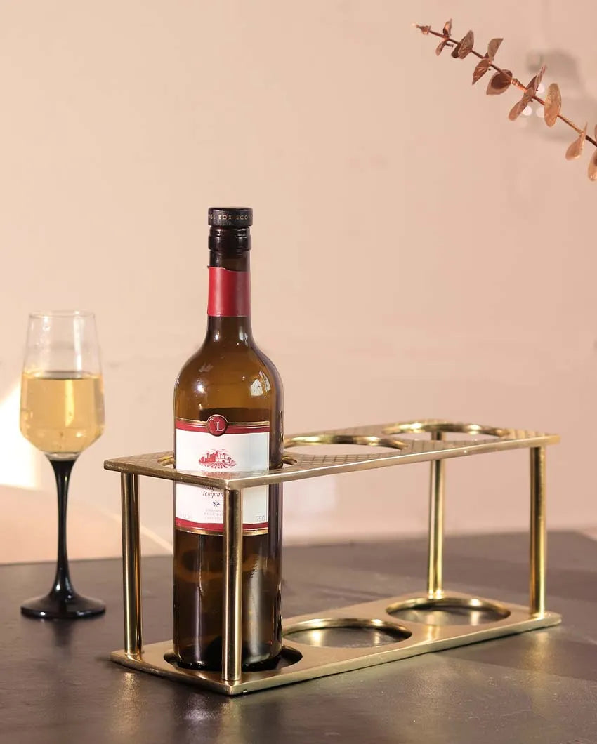 Metal Wine Rack in Rectangular Shape for 3 Bottles