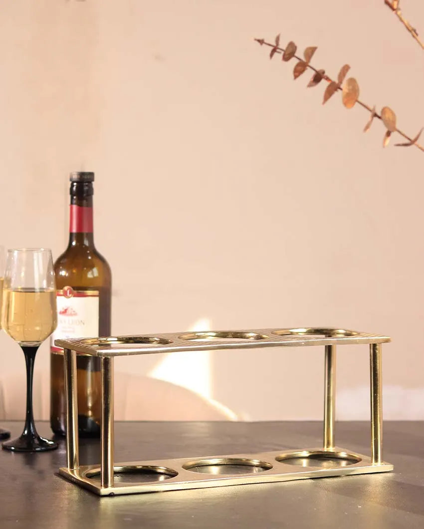 Metal Wine Rack in Rectangular Shape for 3 Bottles