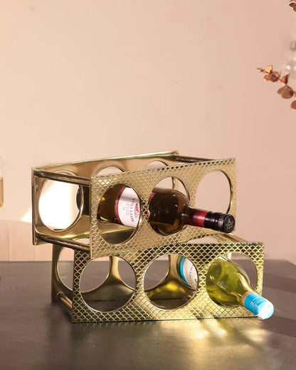 Metal Wine Rack in Rectangular Shape for 3 Bottles