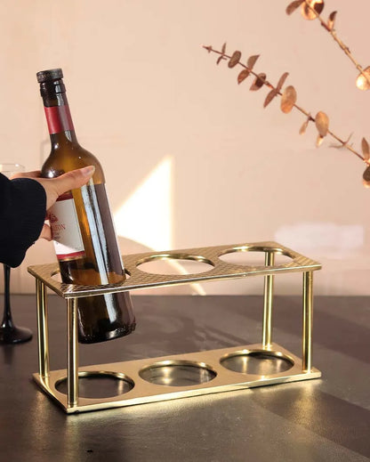 Metal Wine Rack in Rectangular Shape for 3 Bottles