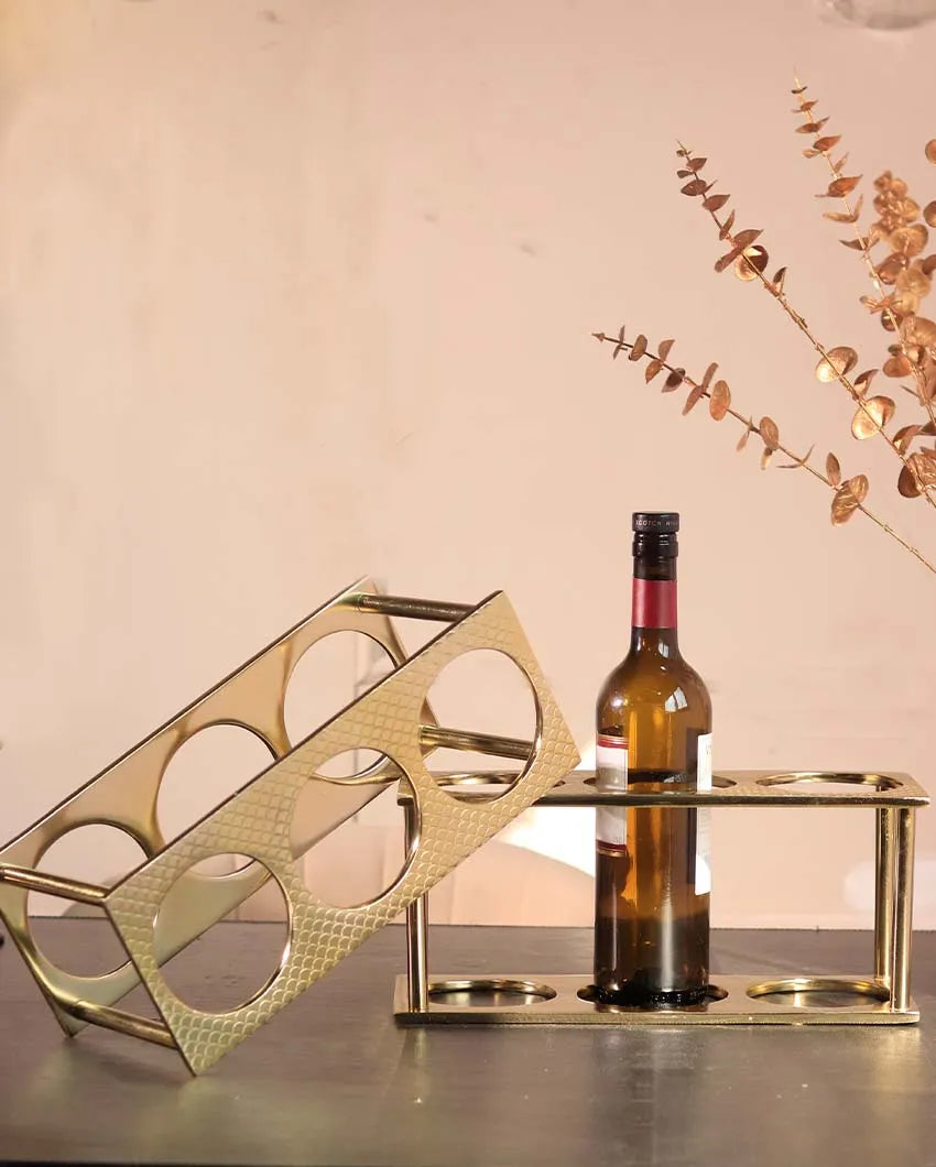 Metal Wine Rack in Rectangular Shape for 3 Bottles