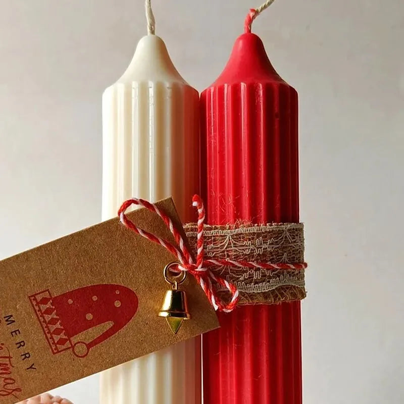 Red Diwali Special Hope Pillar Candles | Set of 2 | 15.2 cm / 6 inches