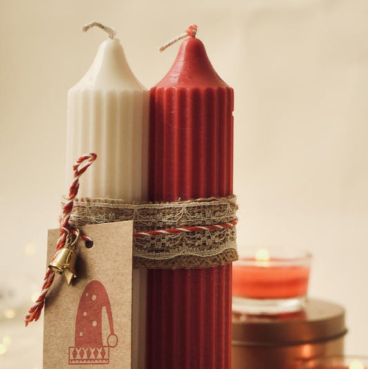 Red Diwali Special Hope Pillar Candles | Set of 2 Default Title