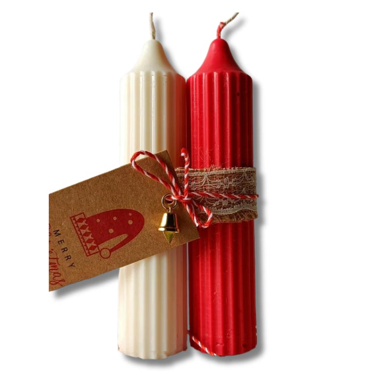 Red Diwali Special Hope Pillar Candles | Set of 2 Default Title