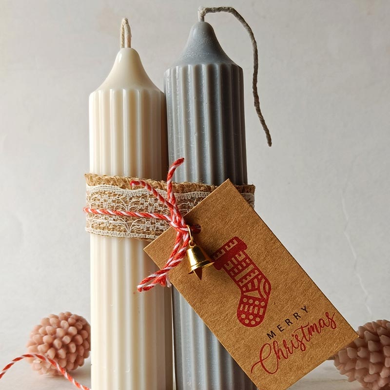 Grey Hope Pillar Candles | Set of 2