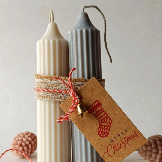 Grey Diwali Special Hope Pillar Candles | Set of 2 Default Title