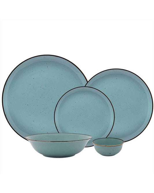 Glossy Green Forest Porcelain Dinner Set | 21 Pieces
