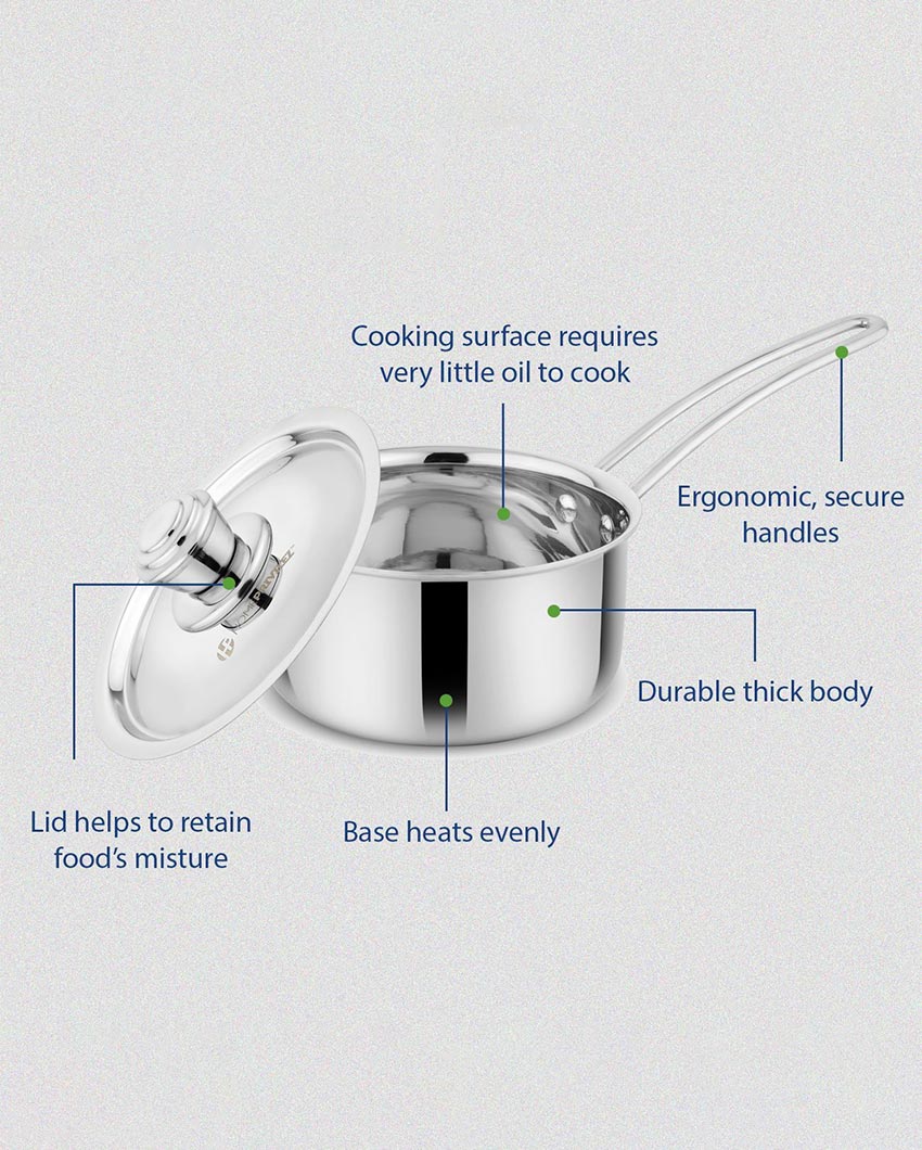 Reliable Triply Stainless Steel Saucepan with Lid