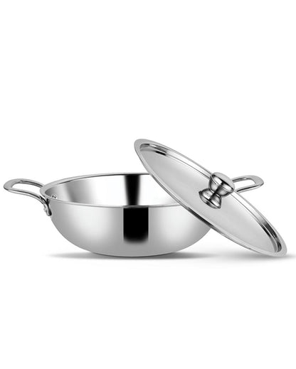Heavy-Duty Triply Stainless Steel Kadhai with Lid
