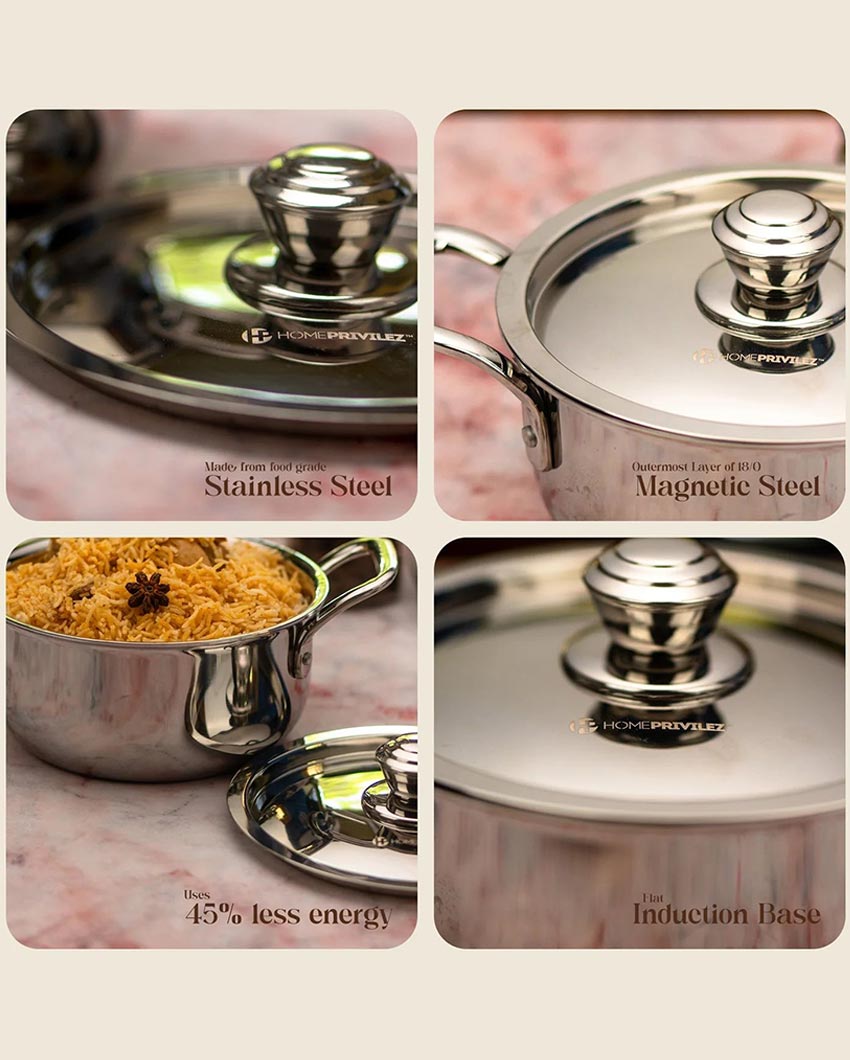 Essential Triply Stainless Steel Stock Pot with Lid