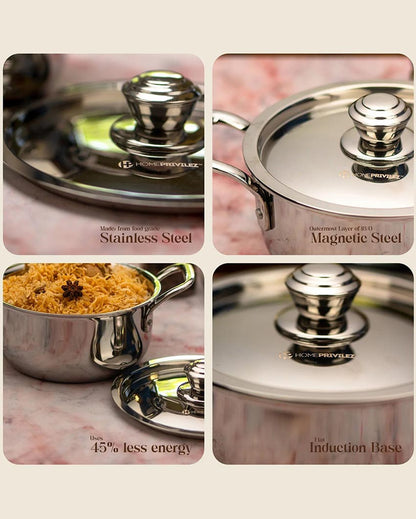 Essential Triply Stainless Steel Stock Pot with Lid