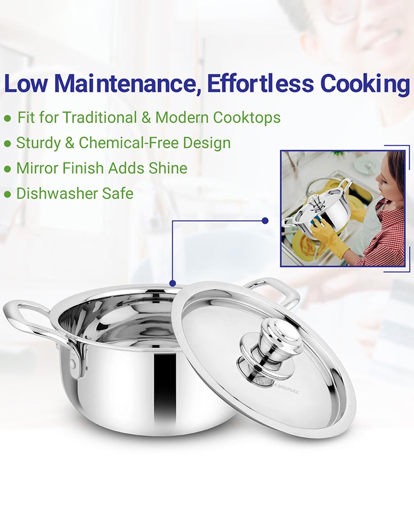 Essential Triply Stainless Steel Stock Pot with Lid