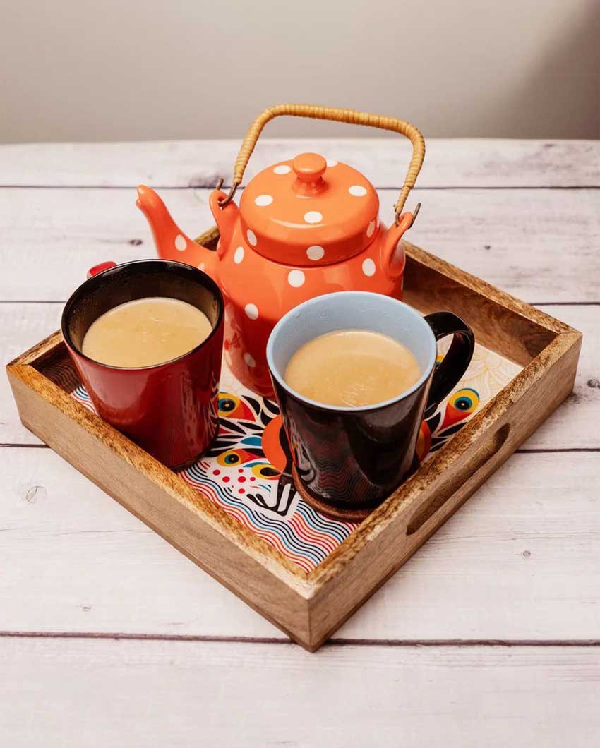 Pihu Large Square Tea Serving Tray | 10 x 10 inches