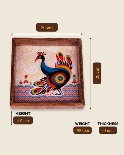 Pihu Large Square Tea Serving Tray | 10 x 10 inches