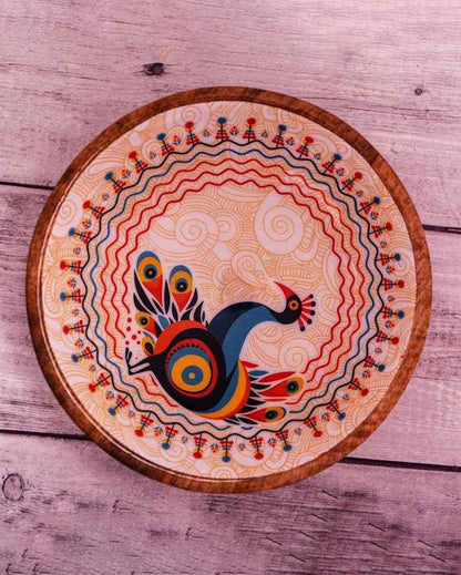 Pihu Wooden Large Bowl with Rose Gold Salad Servers | 8 x 4 inches