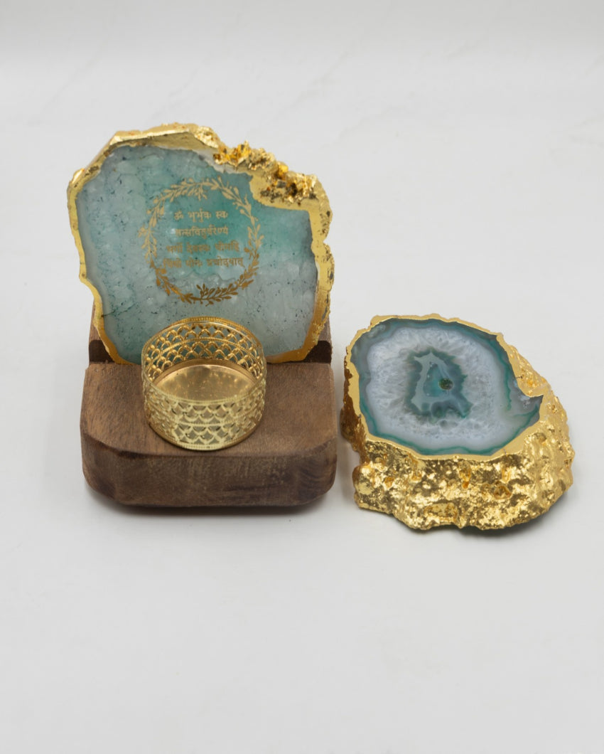 Spiritual Home Agate Gayatri Mantra Tealight Incense Holder Gift Hamper