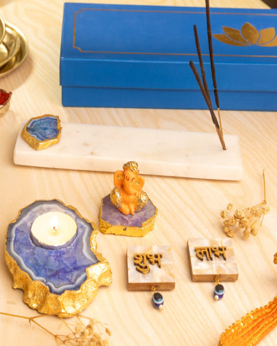 Luxury Decor Marble Spiritual Gift Hamper Shubh Labh Ganesha