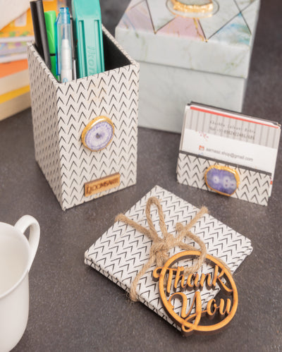 Desk Organizer Cotton Fabric White Desk Organizer Gift Hamper
