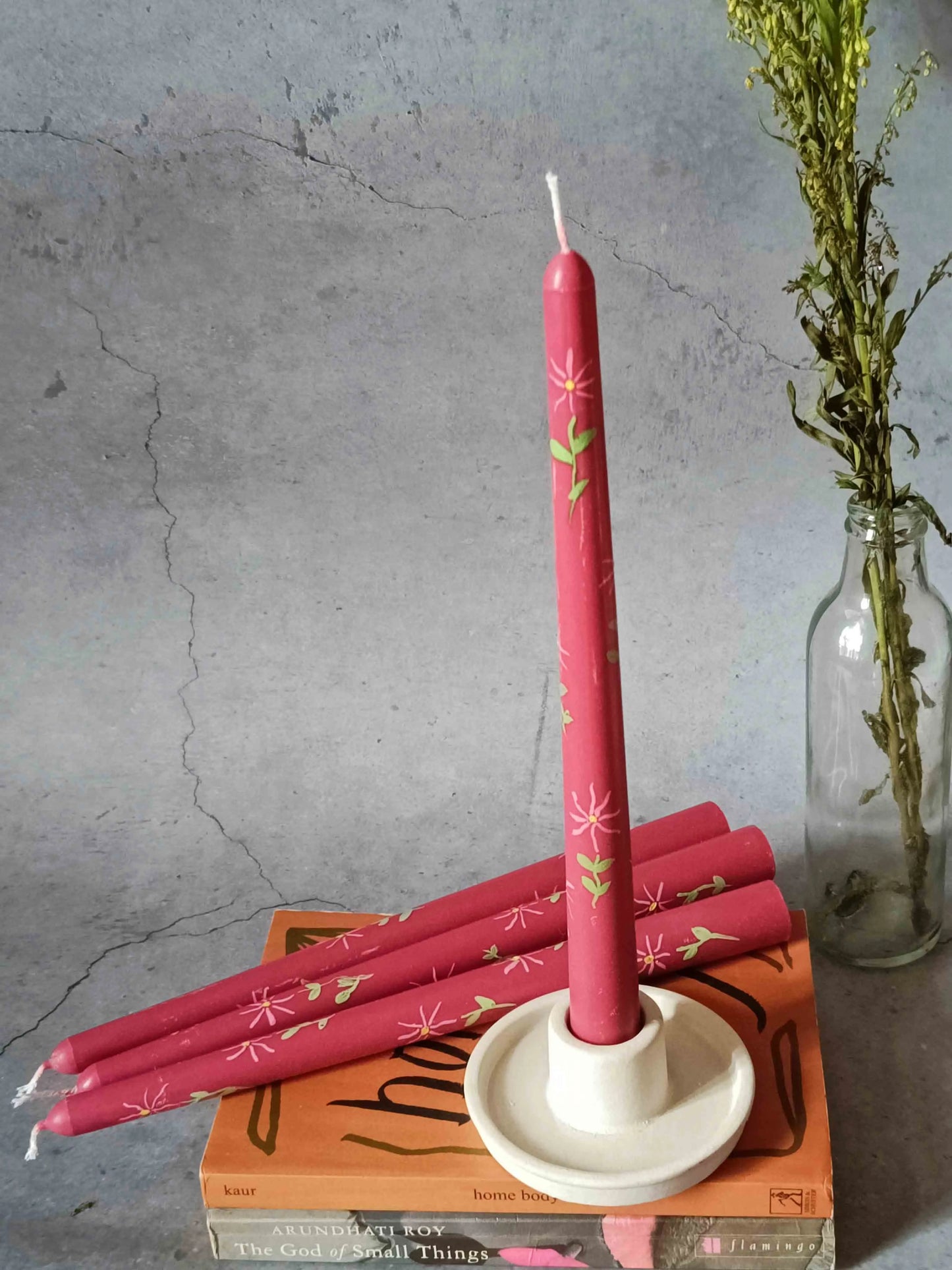 Spring Garden Hand Painted Tapered Candles | Set of 4 | 25.4 cm / 10 inches