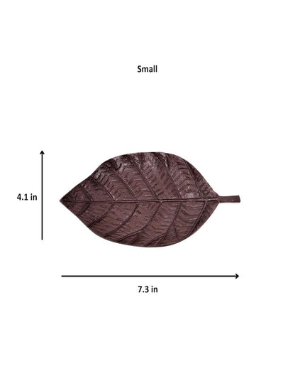 Leaf Shaped Aluminum Platters | Set Of 2 | 12.5 x 6 inches