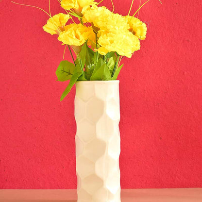 Honeycomb Pattern Vase White