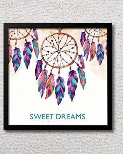 Sweet Dreams Quote Wall Painting in Black Frame | 12 x 12 inches