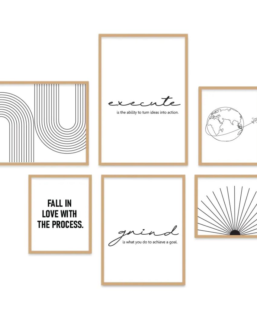 Abstract Frame Black & White Modern Design | Set of 6