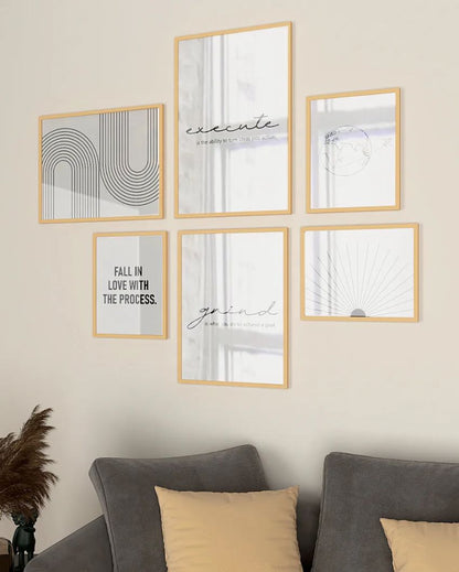 Abstract Frame Black & White Modern Design | Set of 6