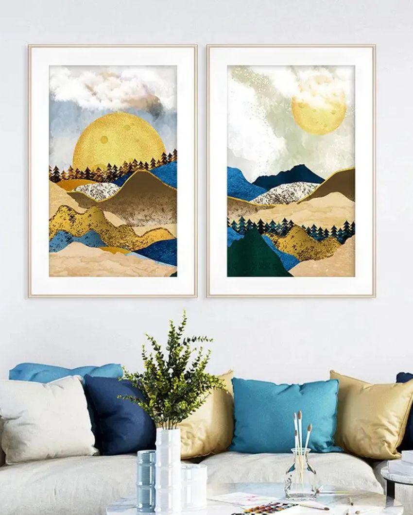 Sunrise Abstract Framed Wall Art | Set of 2