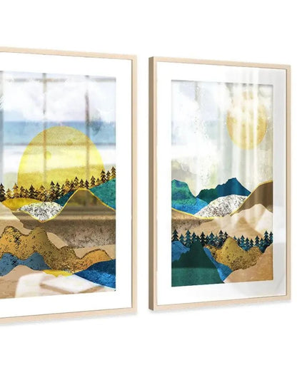 Sunrise Abstract Framed Wall Art | Set of 2