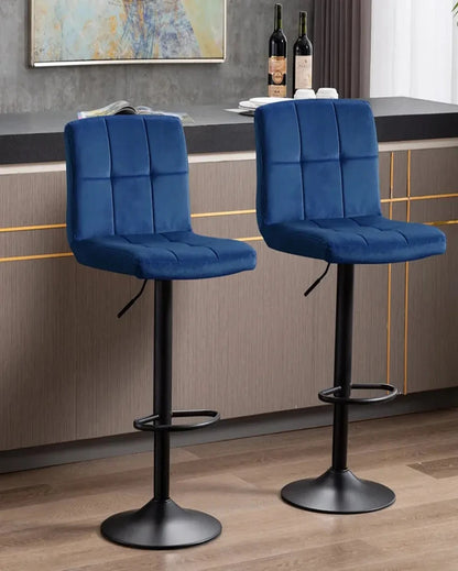 Luxurious and Practical Plush Feel Velvet Counter Bar Chair | Set of 2 | 17 x 43 x inches