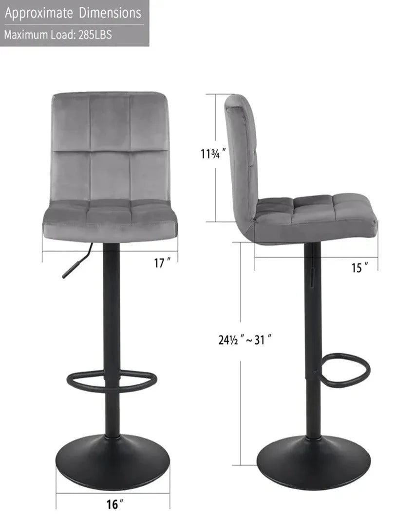 Luxurious and Practical Plush Feel Velvet Counter Bar Chair | Set of 2 | 17 x 43 x inches