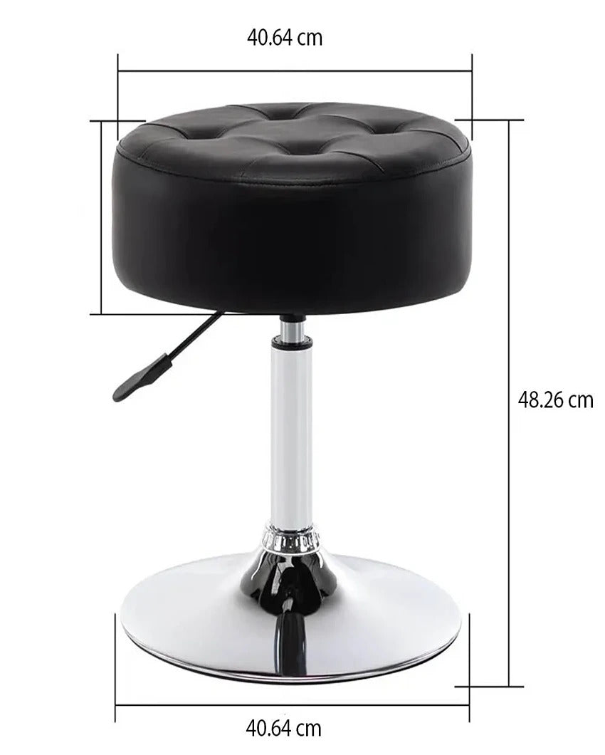 Elegant and Functional Premium Velvet Vanity Stool with Round Metal Base | 13 x 13 x 24 inches