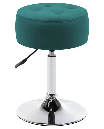 Elegant and Functional Premium Velvet Vanity Stool with Round Metal Base | 13 x 13 x 24 inches