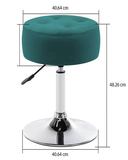 Elegant and Functional Premium Velvet Vanity Stool with Round Metal Base | 13 x 13 x 24 inches